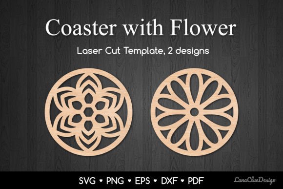 2 Decorative Coasters with Flower SVG: Graphics & Crafts
