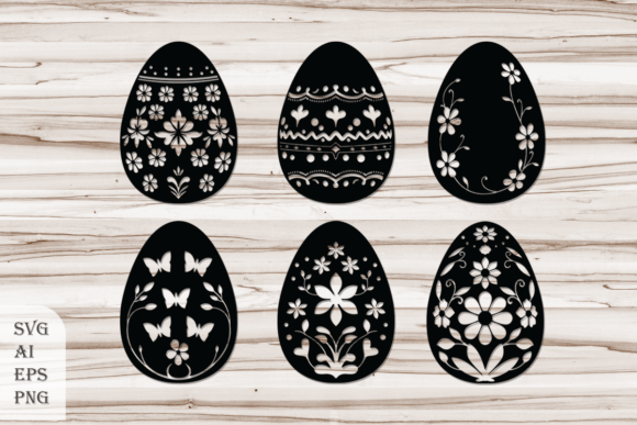 Decorative Easter Eggs Graphics for Crafts