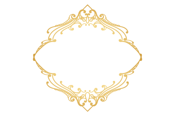 Decorative Golden Frame: Monogram Graphics for Crafts