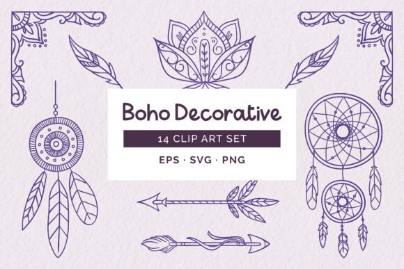 Ethnic Decorative Elements: Hand-Drawn Graphics & Patterns