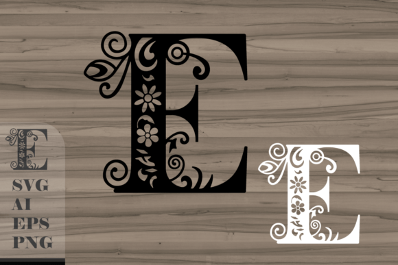Floral Decorative Letter E: A Versatile Graphic for Crafty Editorial Projects