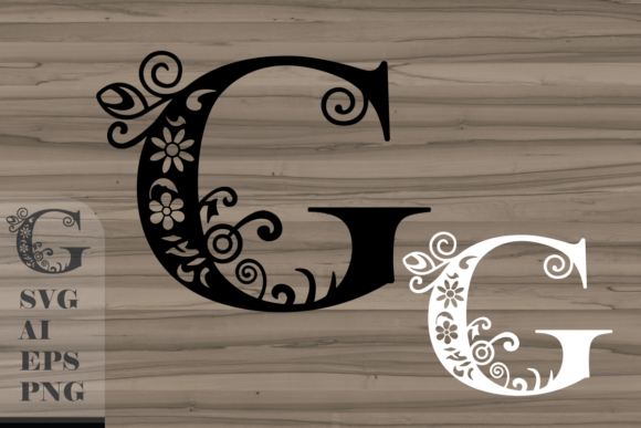 Floral Decorative Letter G in Graphics & Crafts