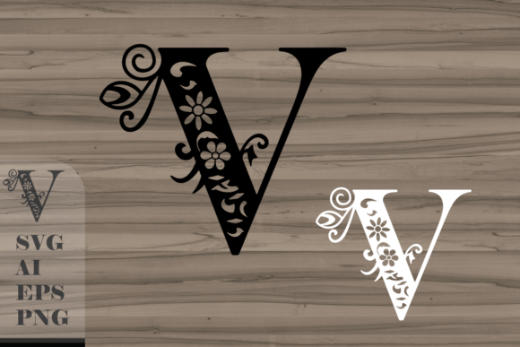 Floral Decorative Letter V: Graphics for Crafts-Driven Branding