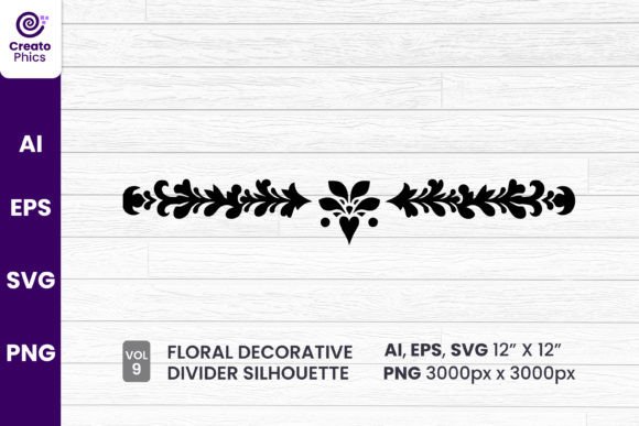 Floral Divider Silhouette 9: A Versatile Graphic Asset